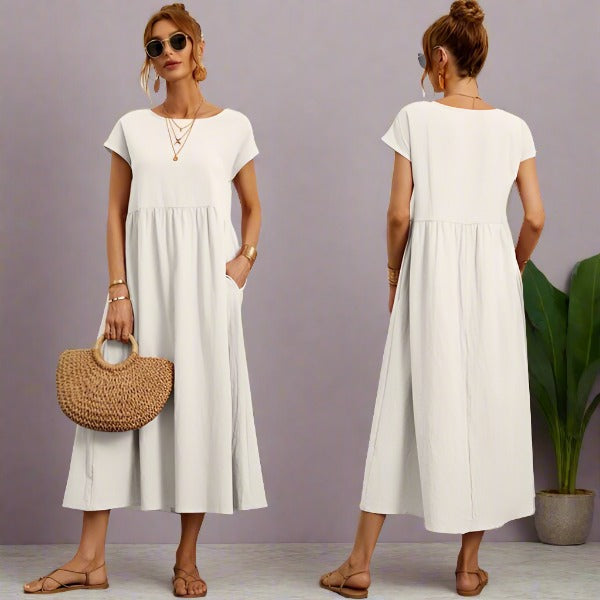 Elegant & comfortable women's maxi dress, versatile for casual outings or special events.