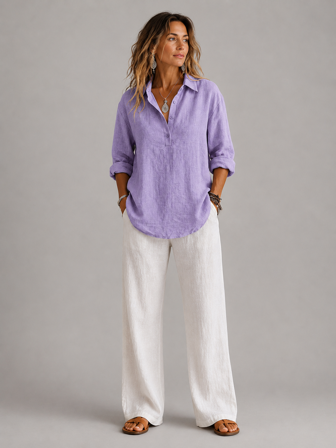 Women's casual elegant relaxed fit blouse, perfect for summer and spring everyday wear.