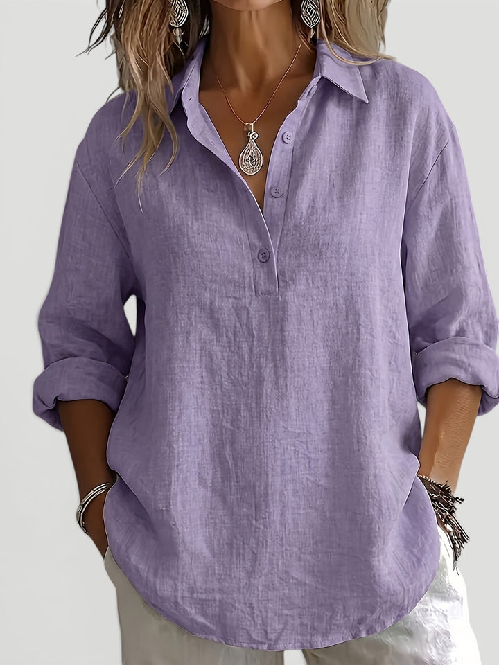 Versatile women's relaxed fit blouse, an elegant casual top suitable for everyday spring & summer wear.