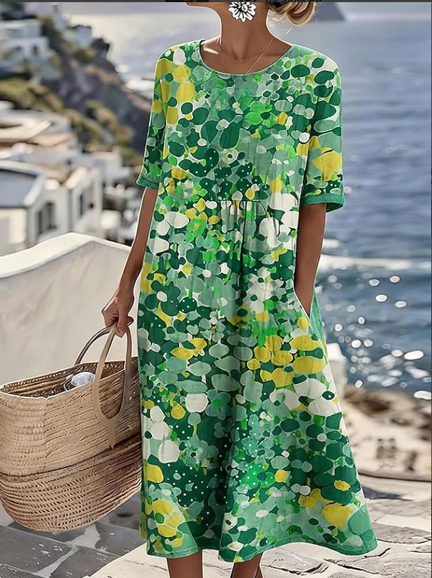 Women's casual floral boho maxi dress with a flowy design, perfect for summer vacation or everyday elegant style.
