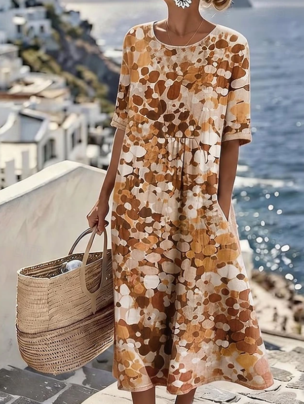 Effortless casual floral boho maxi dress for women, offering a comfortable and stylish look for summer and vacation.