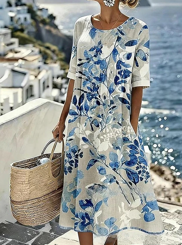 Chic women's floral pattern long maxi dress, a casual boho summer dress for effortless style and comfortable wear.