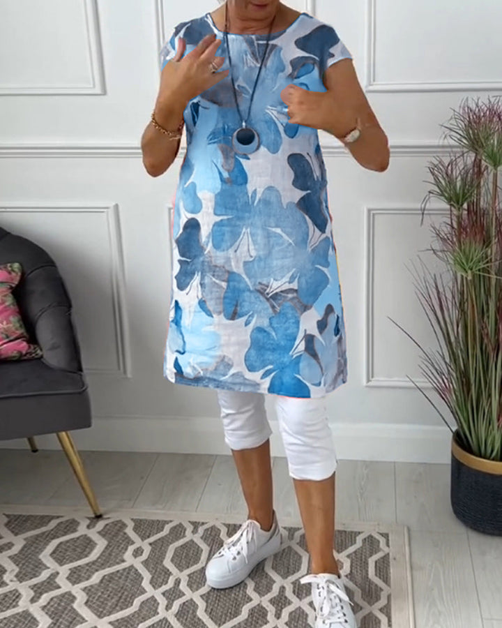 Women's relaxed fit floral dress, great for casual outings and effortless style.