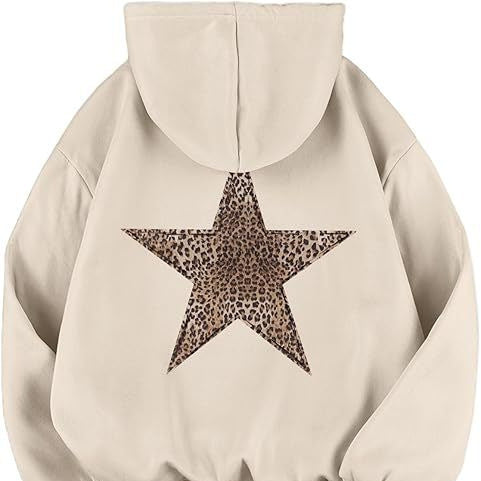 Comfortable casual wear: women's hoodie with a bold star leopard print.