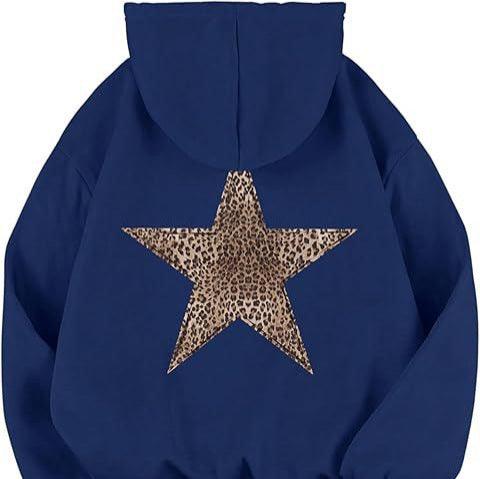 Everyday fashion hoodie for women, printed with a unique star leopard motif.
