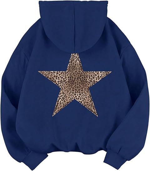 Casual and comfortable women's pullover with a distinctive star leopard graphic.