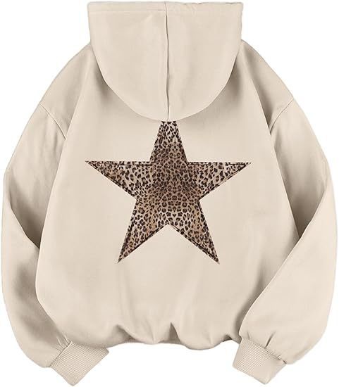 Fashionable hoodie for women adorned with an exclusive star leopard print.