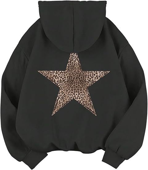 Soft and cozy women's hoodie, perfect for casual outings with star leopard design.