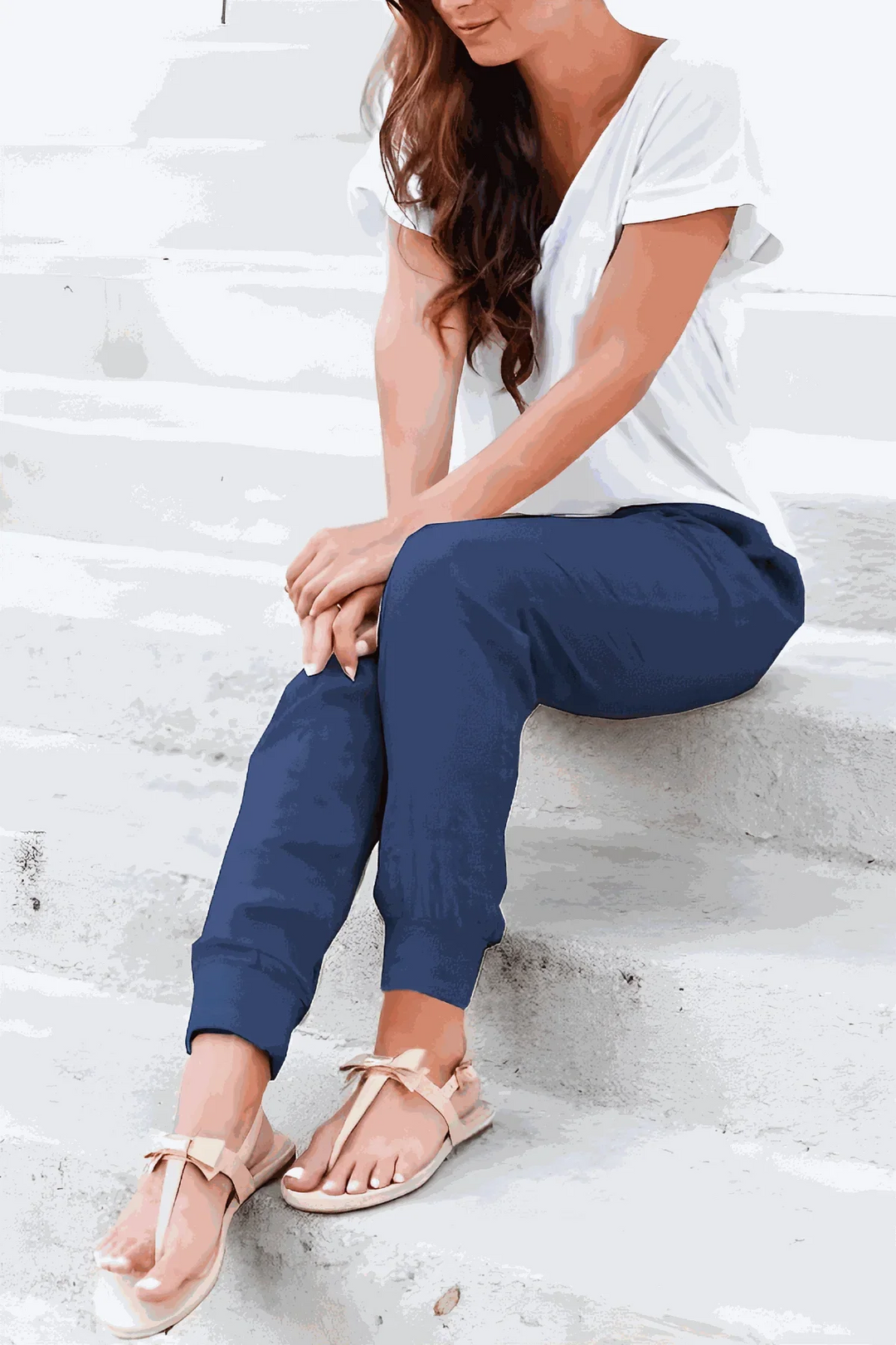 Back view of comfortable women's jogger pants, highlighting relaxed fit and versatile design for casual wear.