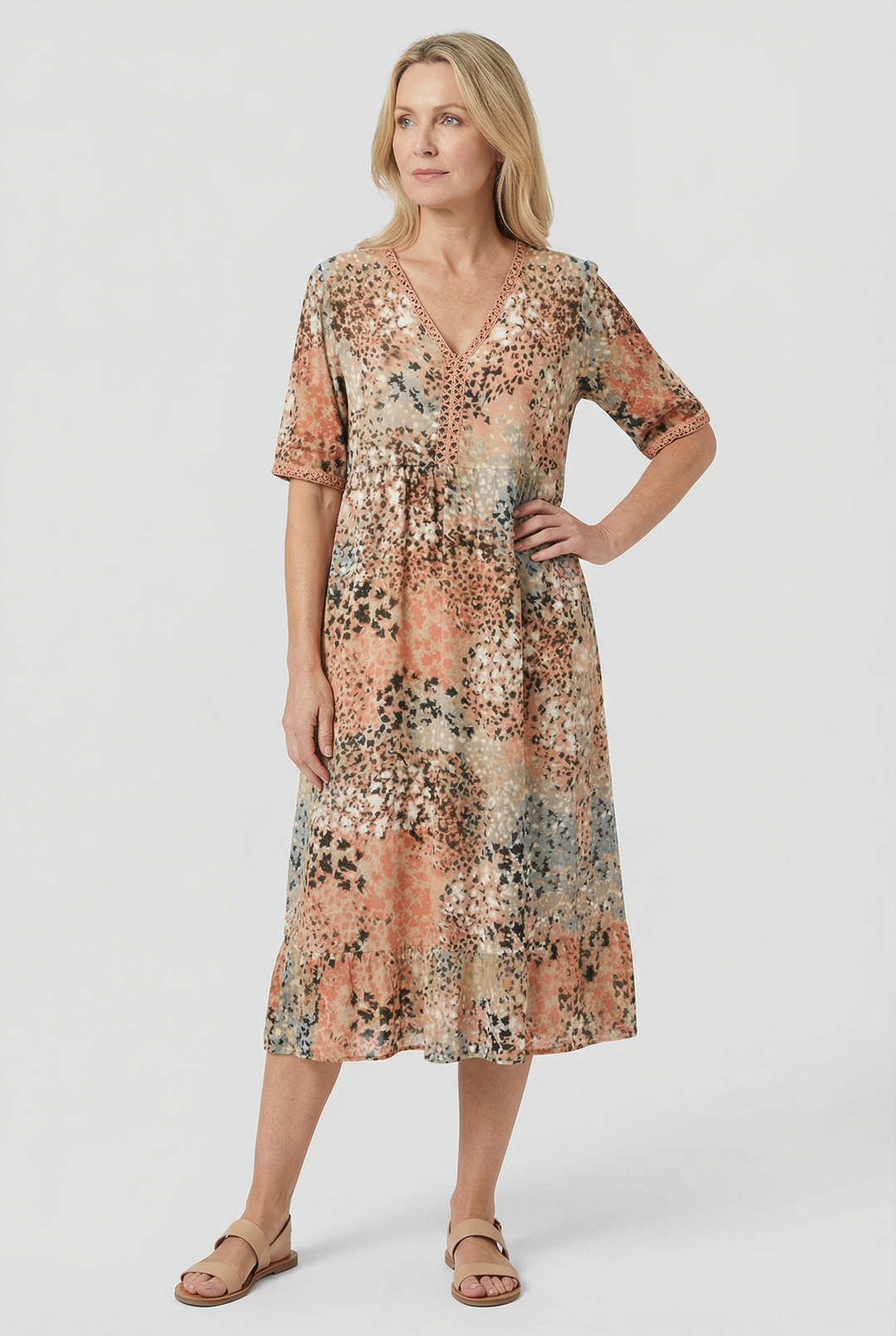 Elegant yet casual women's summer midi dress, versatile and fashionable