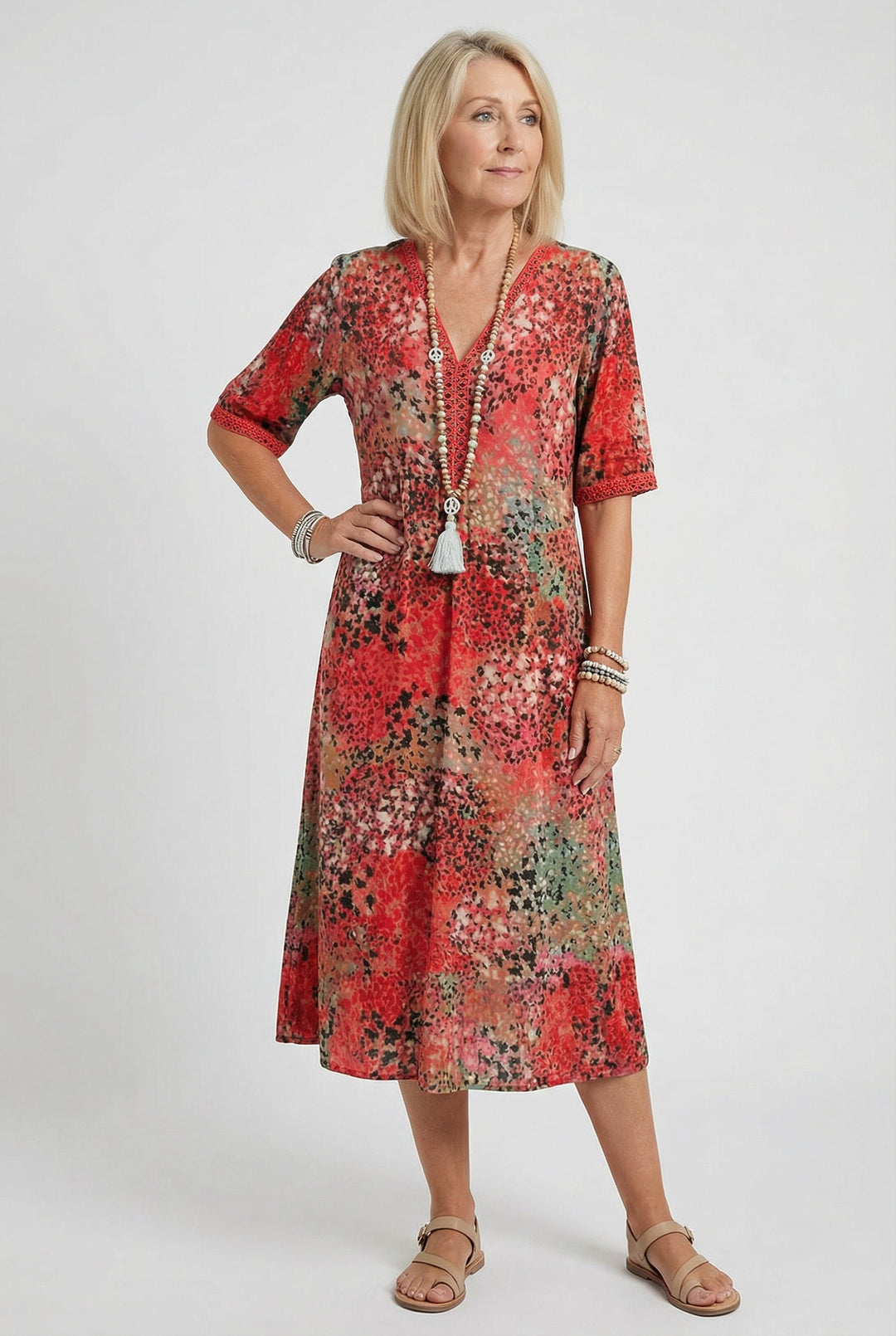 Breezy summer midi dress for women, featuring convenient side pockets