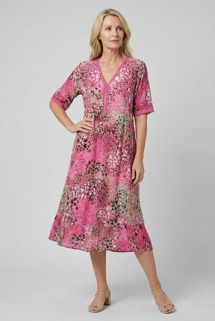 Lightweight and breathable summer midi dress with practical pockets