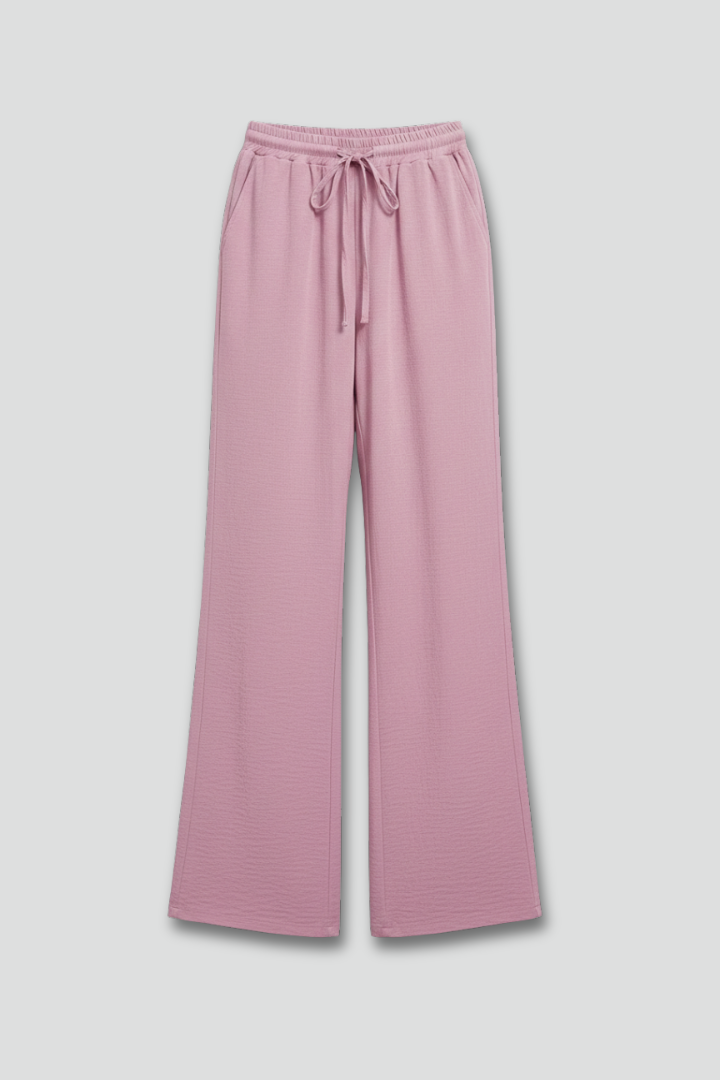 Women's casual palazzo trousers with a comfortable drawstring waist, wide leg design, perfect for summer.