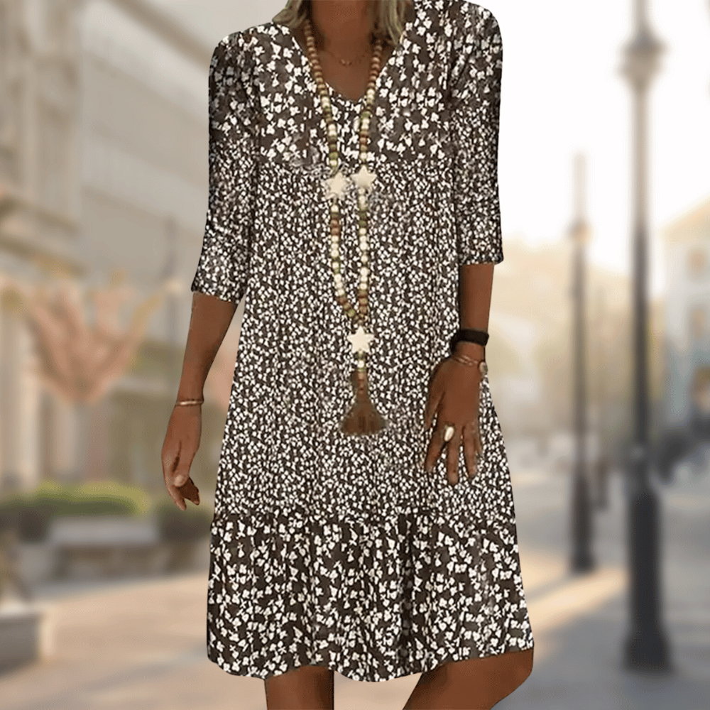 Comfortable women's casual printed dress for everyday style. Lightweight summer apparel, perfect for day fashion.