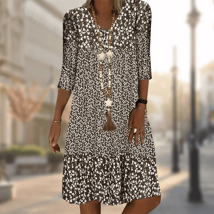 Comfortable women's casual printed dress for everyday style. Lightweight summer apparel, perfect for day fashion.