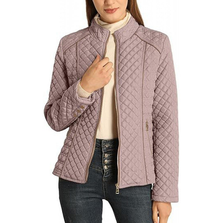 Effortlessly stylish women's outerwear: a quilted jacket with a high neck