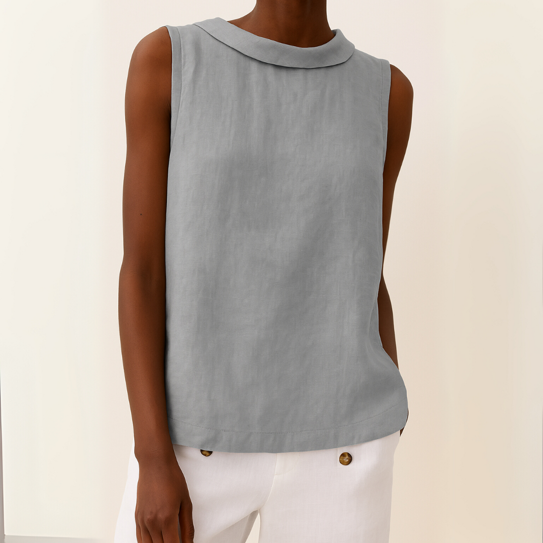 Women's casual sleeveless roll collar top, comfortable & chic for daily wear.