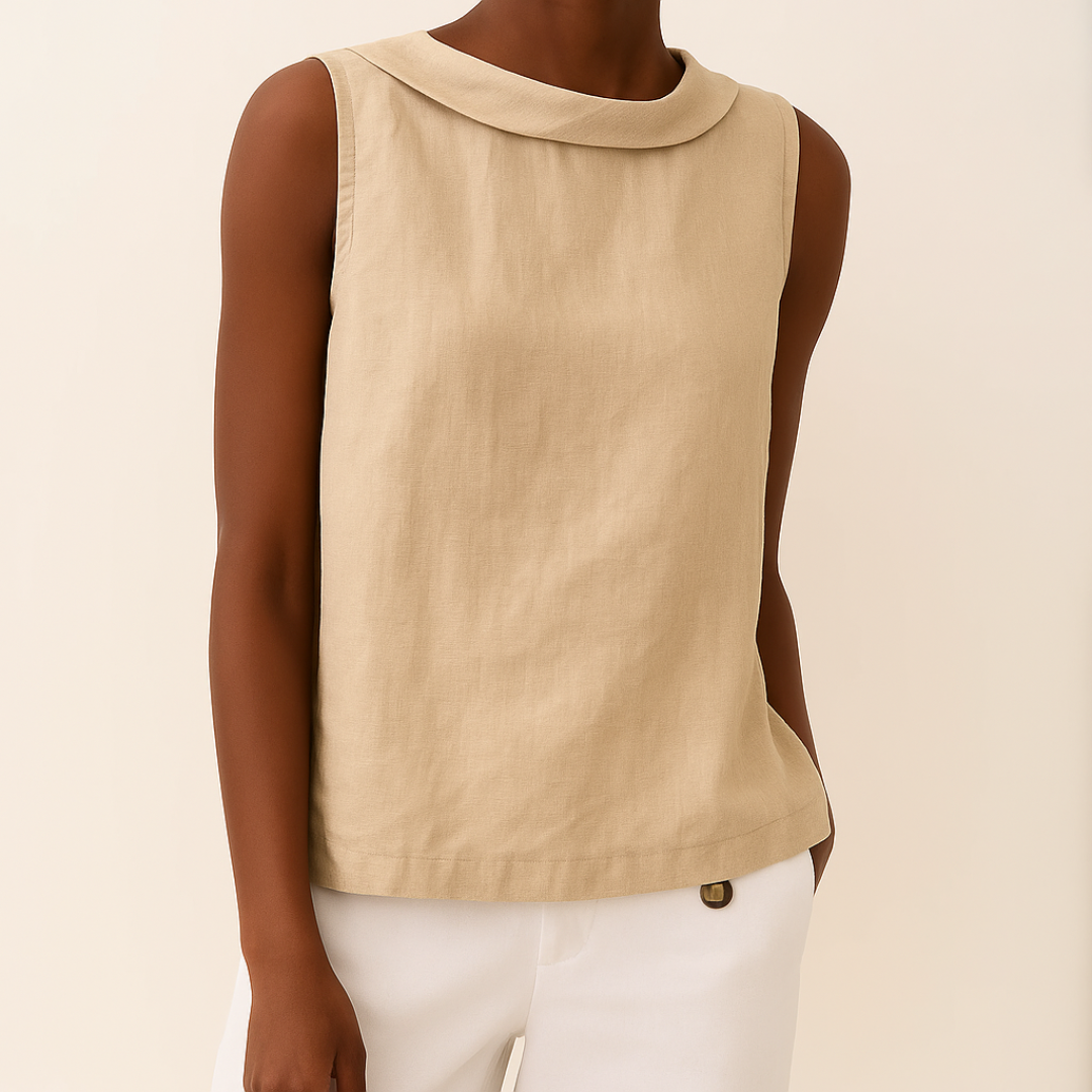 Chic women's sleeveless roll collar blouse, a versatile new arrival for any occasion.