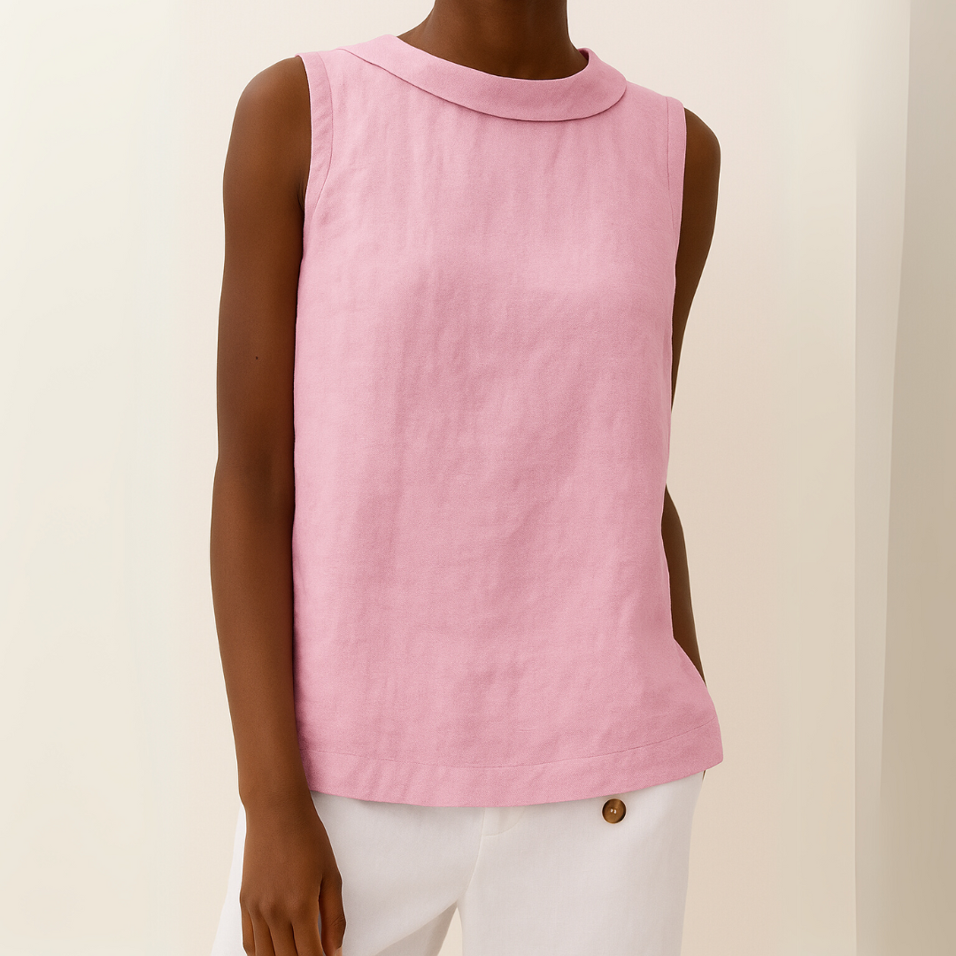 New arrival: Women's chic sleeveless roll collar top, perfect for warm weather style.