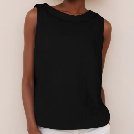 Women's sleeveless roll collar top, an elegant & comfortable choice for summer fashion.