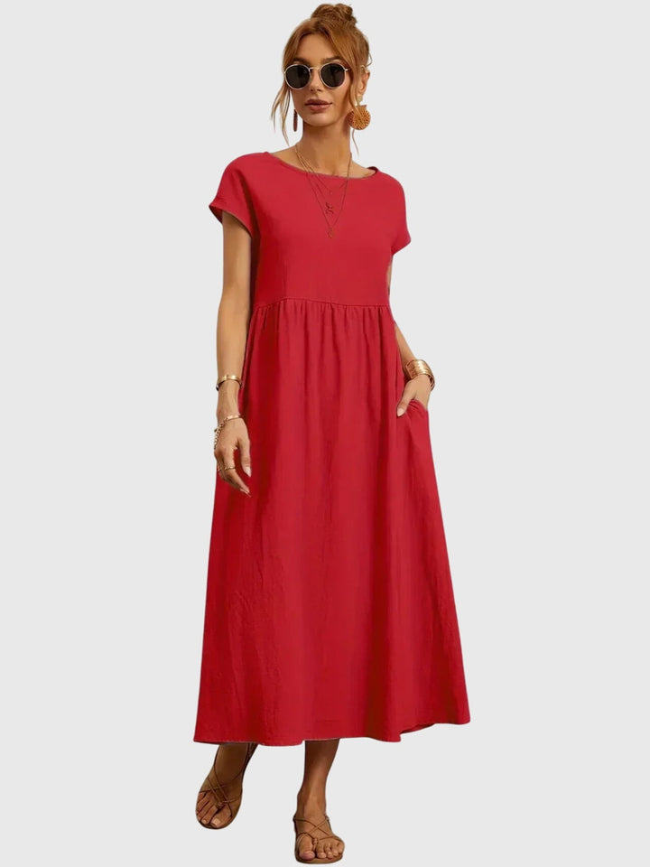 Everyday women's summer t-shirt dress, a comfortable and versatile short sleeve casual dress with pockets.