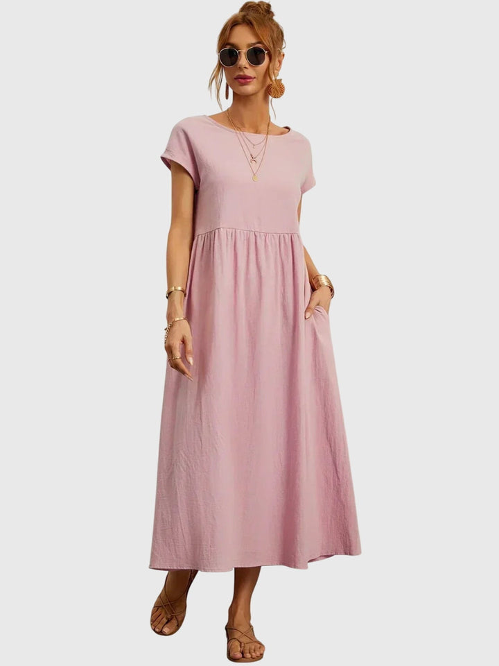 Soft, comfortable women's t-shirt dress, a relaxed fit short sleeve design perfect for casual daily wear.