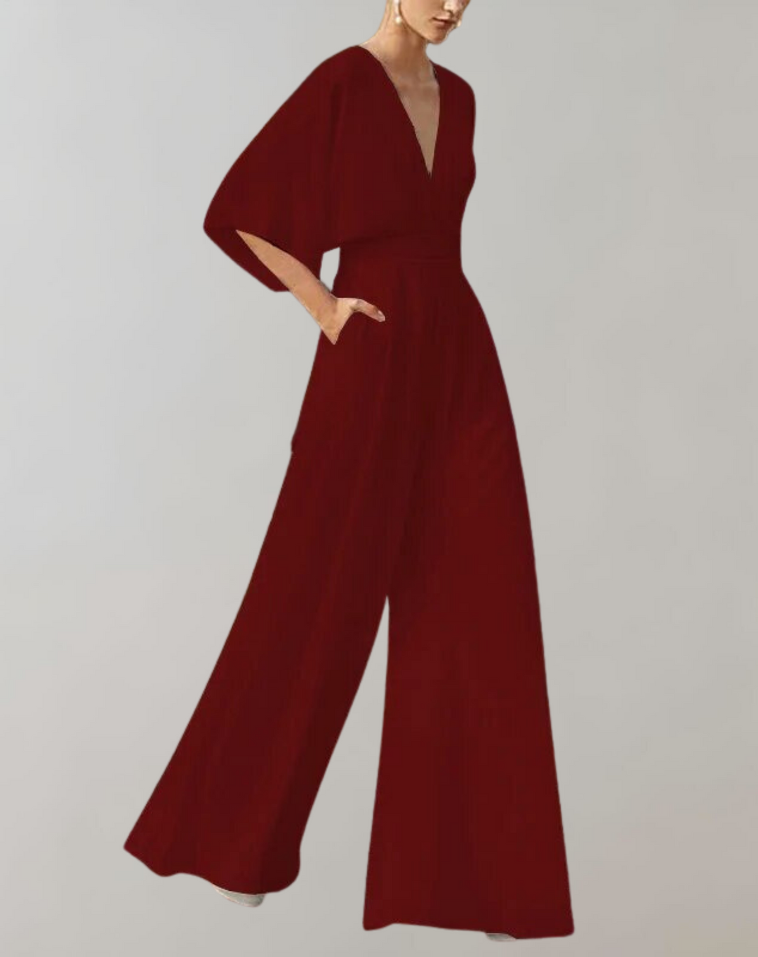 Close-up of a women's wide leg jumpsuit, highlighting its soft texture and versatile casual design.