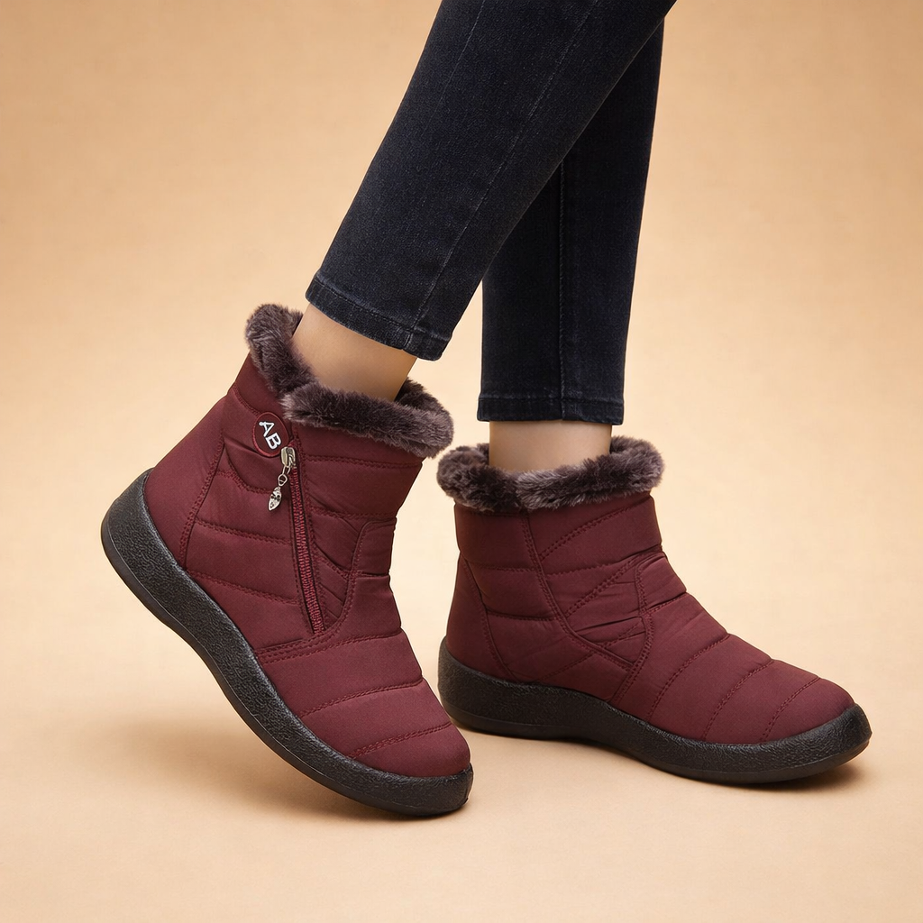Detail of the stitching on the women's Charlotte winter boots, highlighting quality craftsmanship.