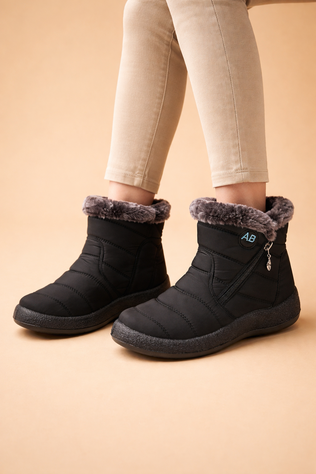 Pair of women's Charlotte lined boots in brown, ideal for staying warm and stylish in winter.