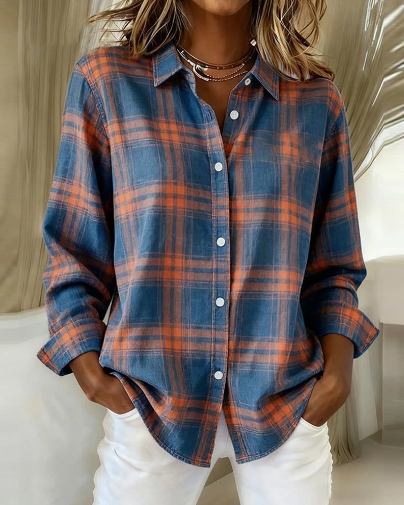 Outfit inspiration: Women's checked shirt paired with jeans for effortless everyday fashion.