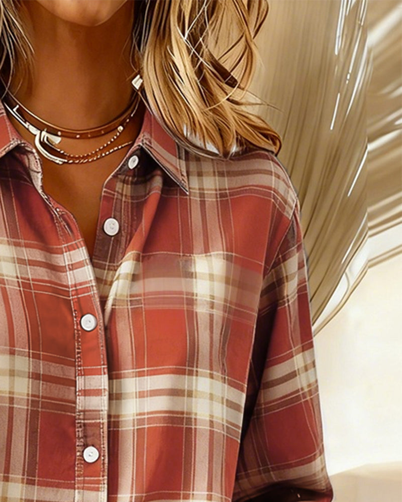 Women's fashion item checked shirt, a trendy addition to your wardrobe.