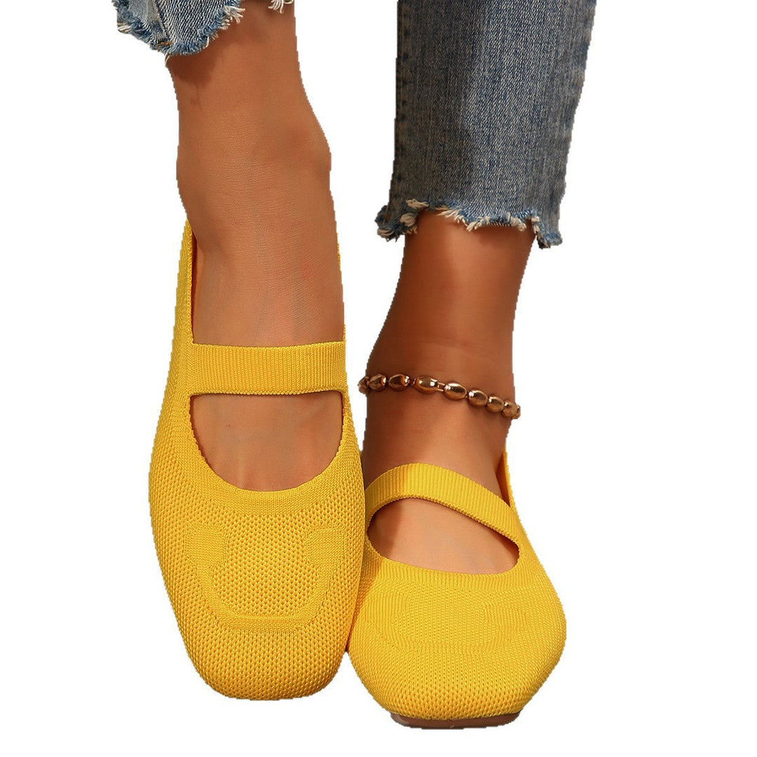Casual women's shoes: slip-on Mary Janes with a cheerful motif