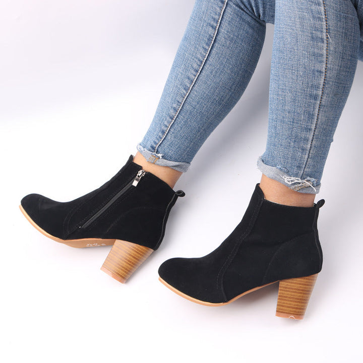 Effortless style with women's chic ankle boots, comfortable chunky heel, and easy side zip closure.