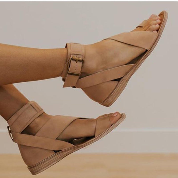Discover lea-divine20250428 women's sandals: chic cross strap design with a unique toe ring for ultimate comfort.