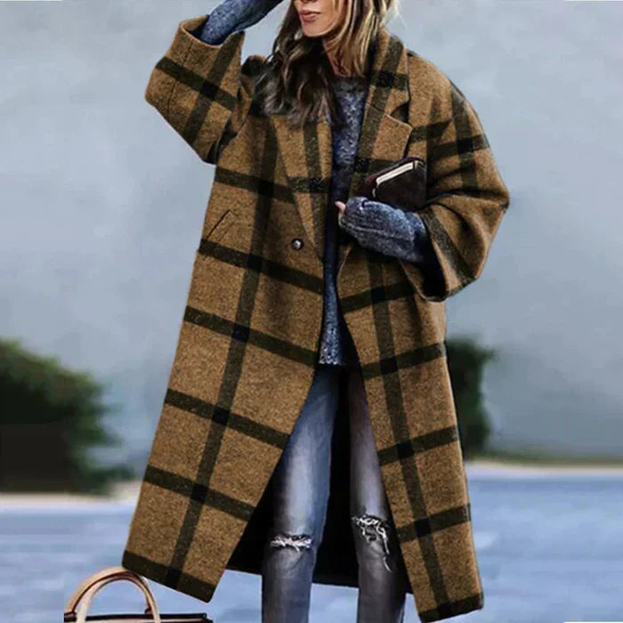 Luxurious women's elegant winter coat, warm & stylish long outerwear, a chic addition to any wardrobe.