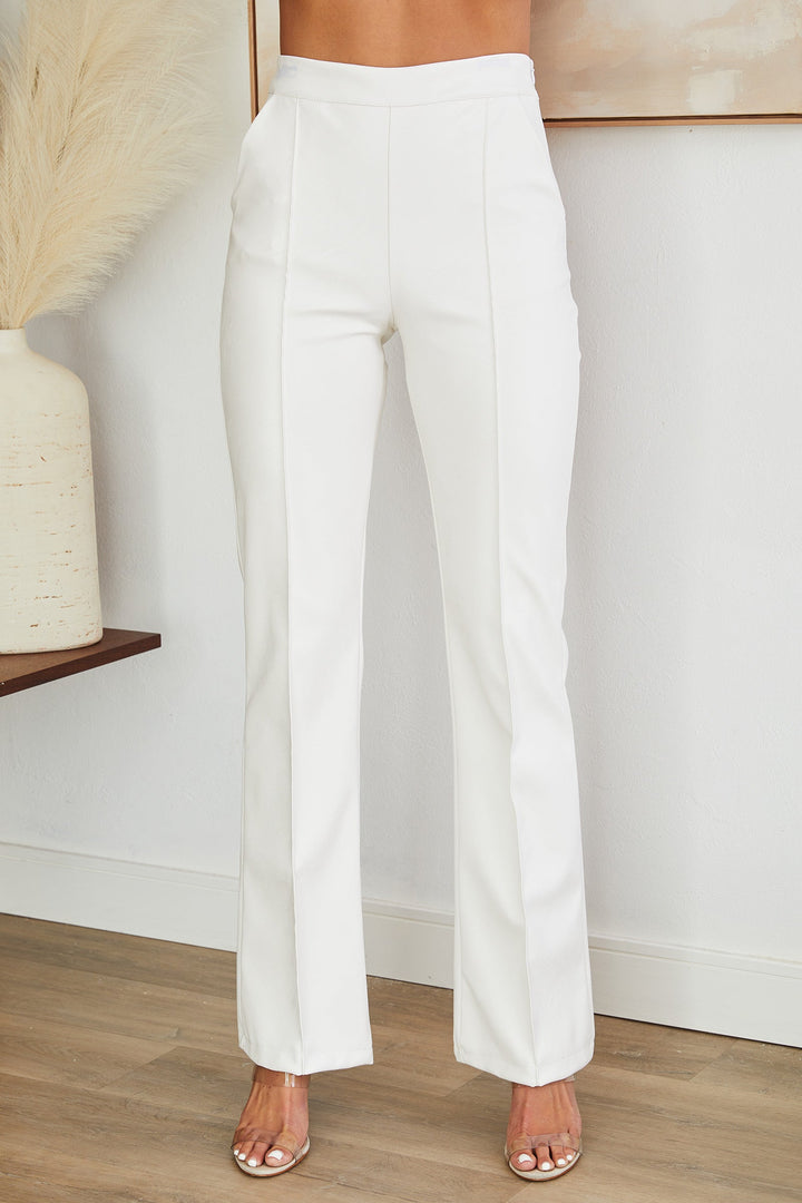 Comfortable women's faux leather pants with a flattering straight leg cut.