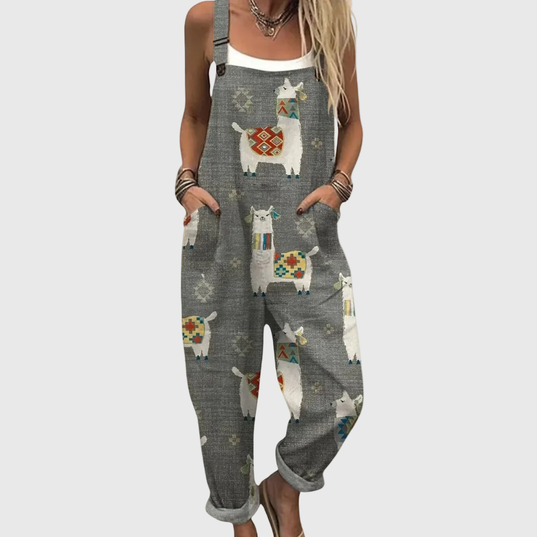 Women's chic floral print jumpsuit with wide-leg, relaxed fit, and adjustable straps. Perfect for summer casual or travel.
