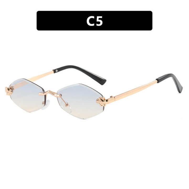 Bold geometric sunglasses for women, UV protective. Features a trendy double frame; ideal for fashionistas.