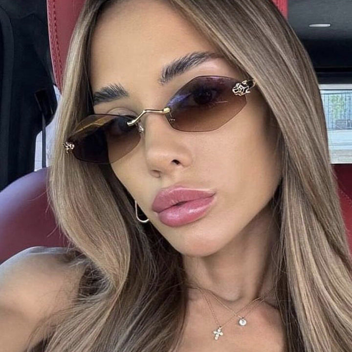 Fashionable women's geometric sunglasses, UV protective lenses, elegant metal & plastic double frame.