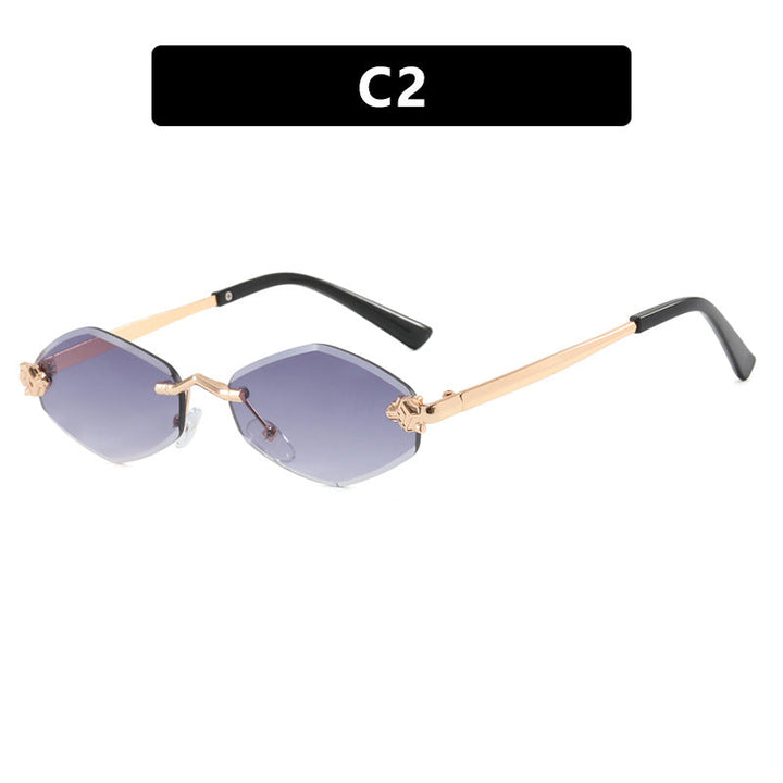 Elegant women's geometric sunglasses, perfect for summer. Offers UV protection with a unique double frame.