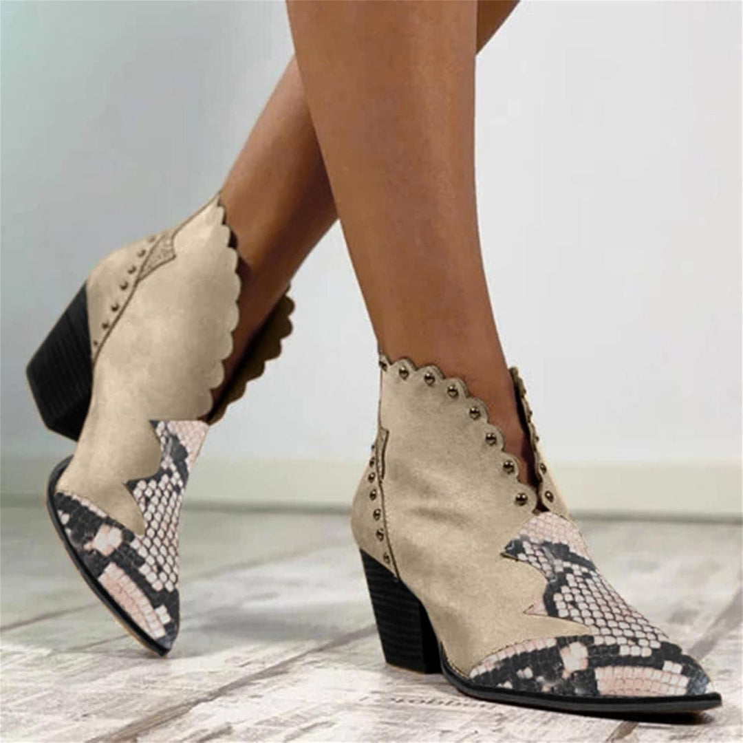 Authentic western style women's chic lace-up cowboy boots. Pointed toe ankle fashion footwear for any casual outfit.