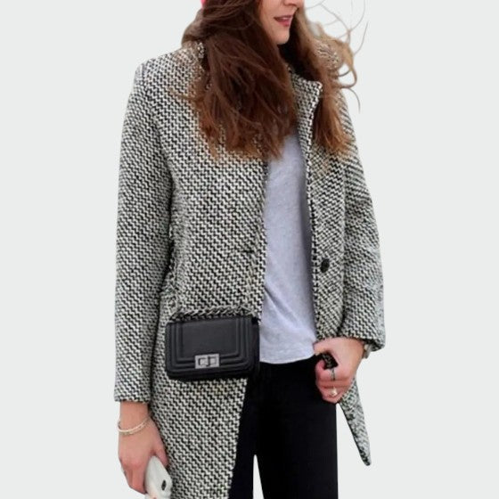 Classic women's long trench coat, an essential elegant outer layer for fall and winter style.