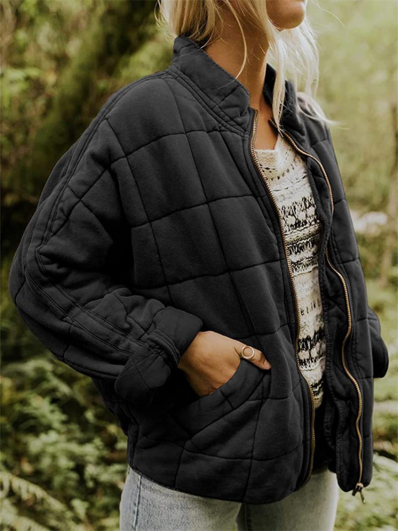 Chic women's autumn jacket, featuring a quilted design & practical front zipper.