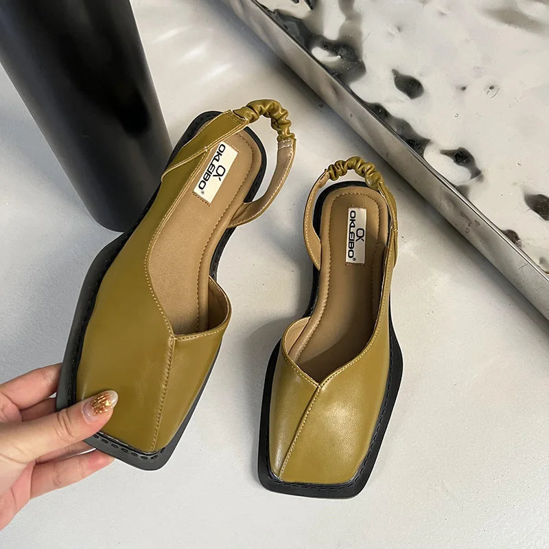 Fashionable women's slingback sandals in a sophisticated square toe style, chic comfort