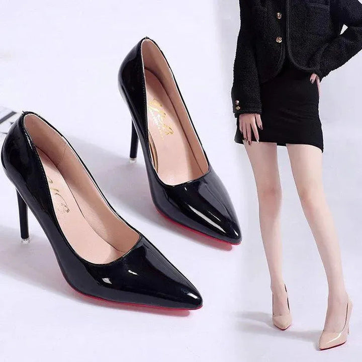Women's chic stiletto pumps with low upper by Ame Morena, elegant round toe dress shoes