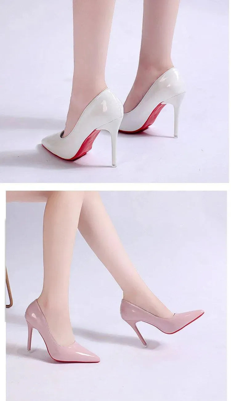 Close-up of elegant women's stiletto pumps, low upper design, versatile fashion footwear