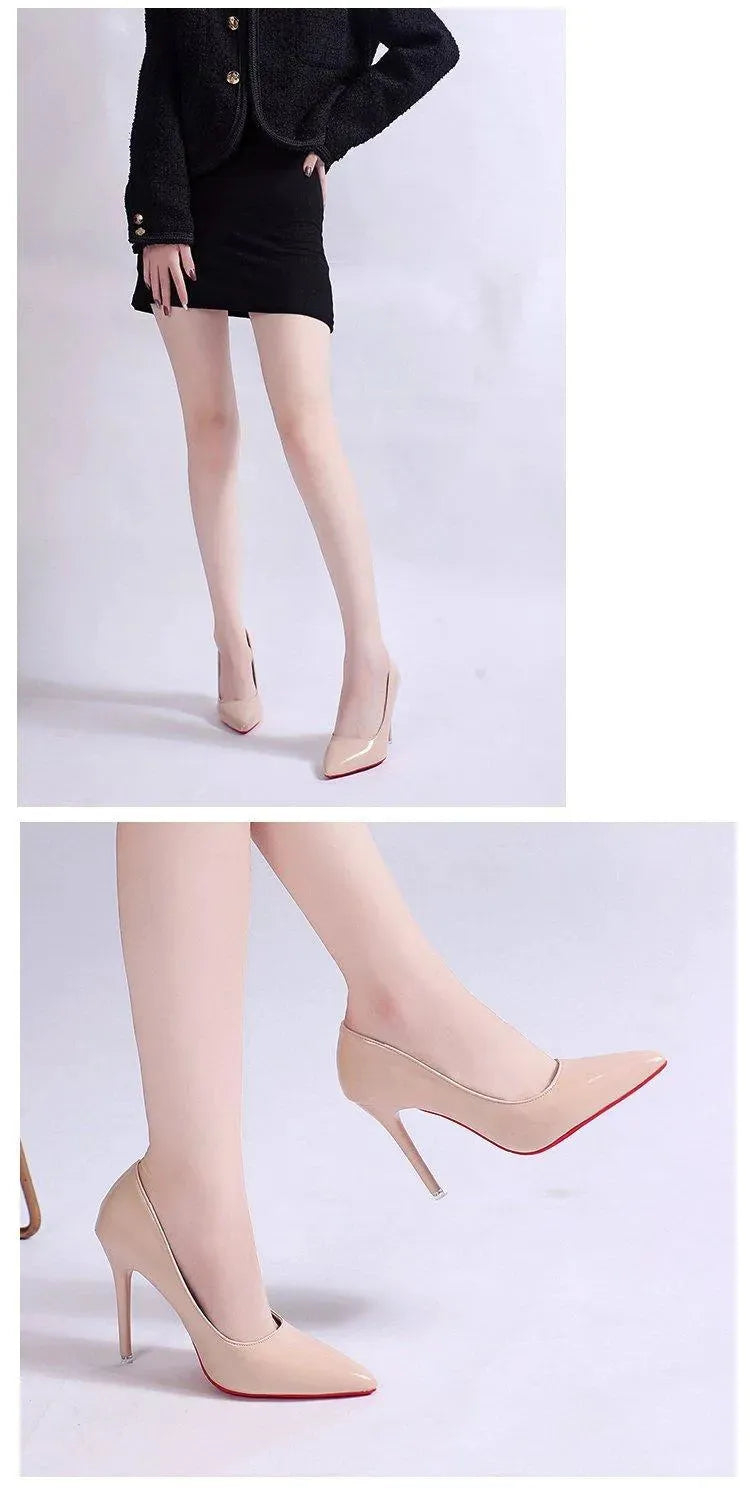 Fashionable women's low upper stiletto pumps in classic style, elegant footwear choice
