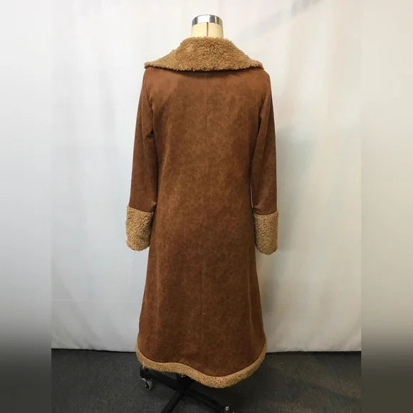 Designer-inspired chic suede trench coat for women, versatile transitional jacket.