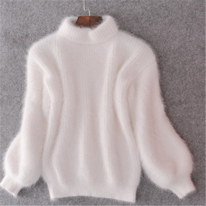 Elegant women's long sleeve turtleneck sweater, comfortable & a versatile layering piece for winter knitwear.