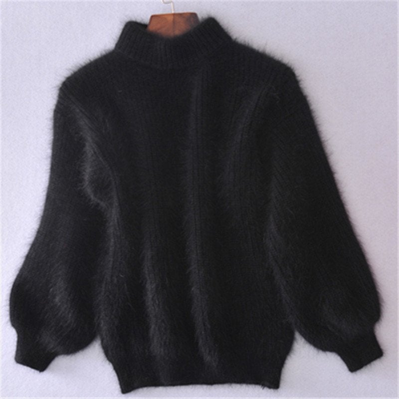 Solid color women's turtleneck sweater, a comfortable and elegant long sleeve top for winter style.
